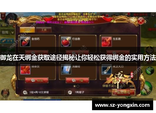 御龙在天绑金获取途径揭秘让你轻松获得绑金的实用方法